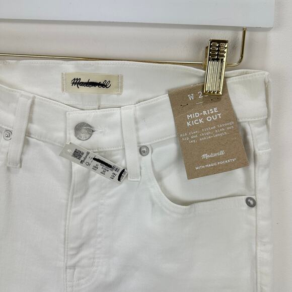 Madewell Kick Out Crop Jeans Pure White Stretch Mid Rise Flare NI961 US 25 NWT - Picture 16 of 16